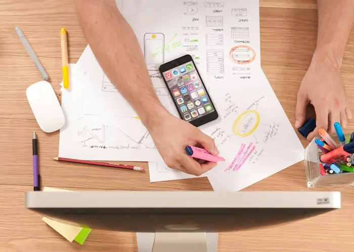 Business owner planning on a desk