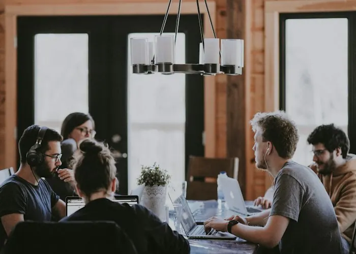Startup team working in a modern office